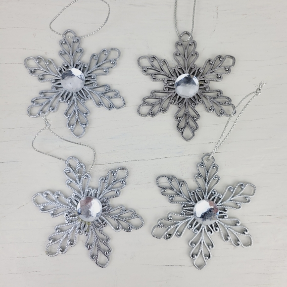 Vintage GANZ Snowflake Ornaments Crystal Expressions Set of 4 - Picture 1 of 11